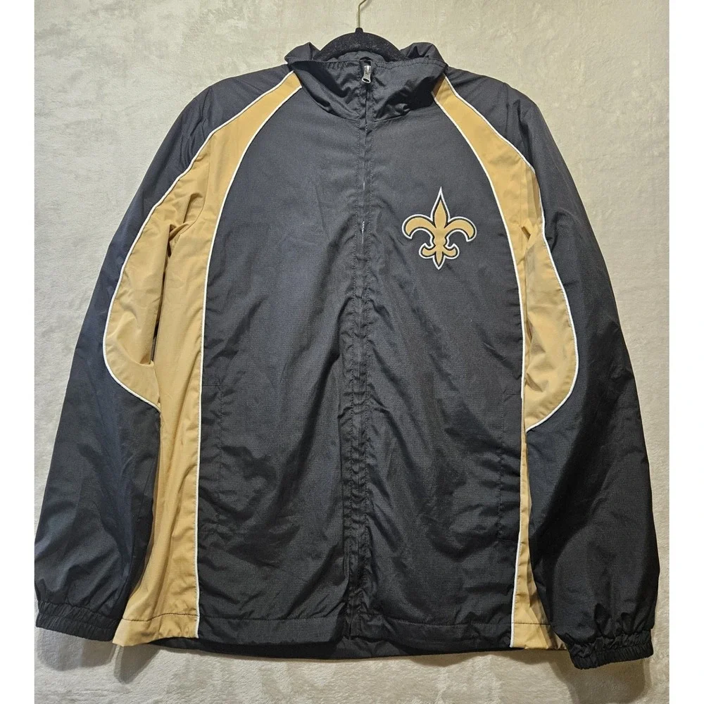 New Orleans Saints NFL‎ G-III Full Zip Jacket Men's M Black Gold Windbreaker